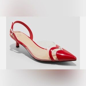Women's Eleanor Heart Red Slingback Kitten Heels - A New Day’s